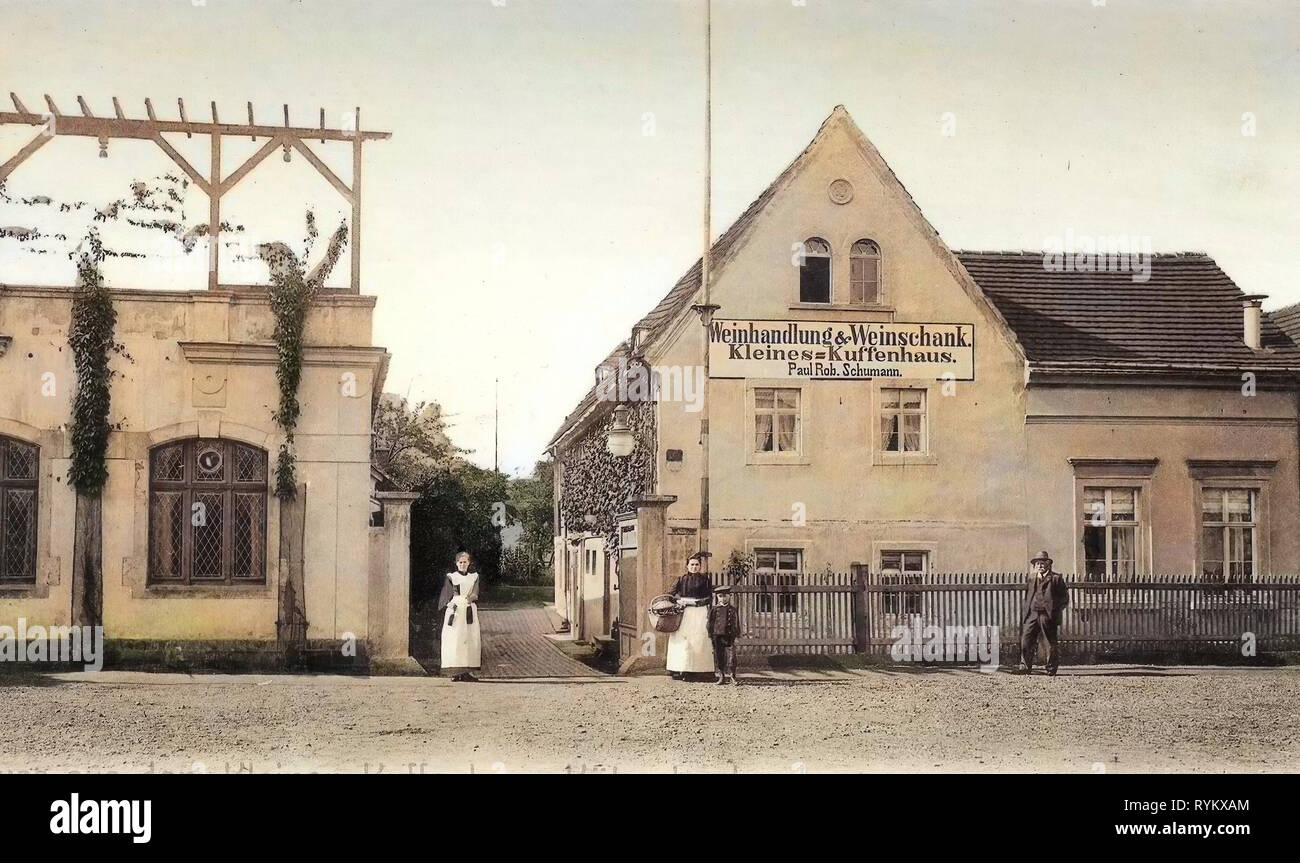 Wine trade, Kleines Kuffenhaus, 1902, Landkreis Meißen, Kötzschenbroda, Germany Stock Photo