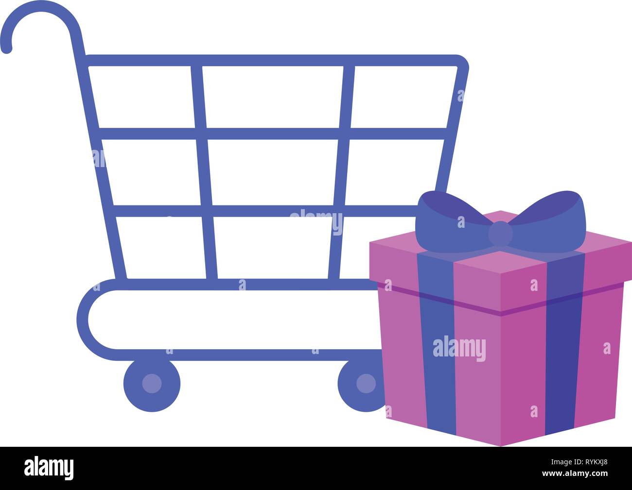 shopping cart with gift box vector illustration design Stock Vector ...