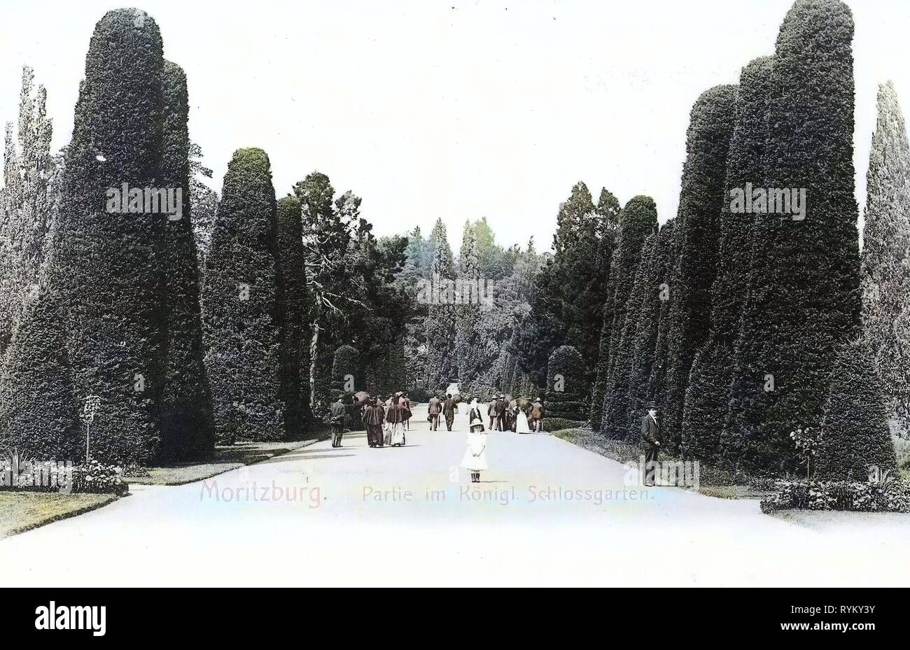 Gardens in Saxony, Moritzburg Castle, 1902, Landkreis Meißen, Moritzburg, im Schloßgarten, Germany Stock Photo
