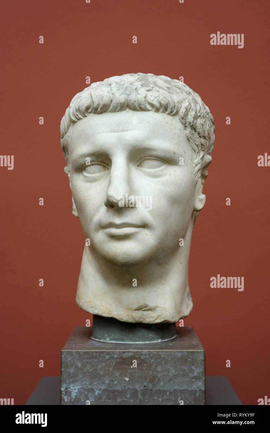 Copenhagen. Denmark. Portrait bust of Roman Emperor Claudius, Ny Carlsberg Glyptotek. Tiberius