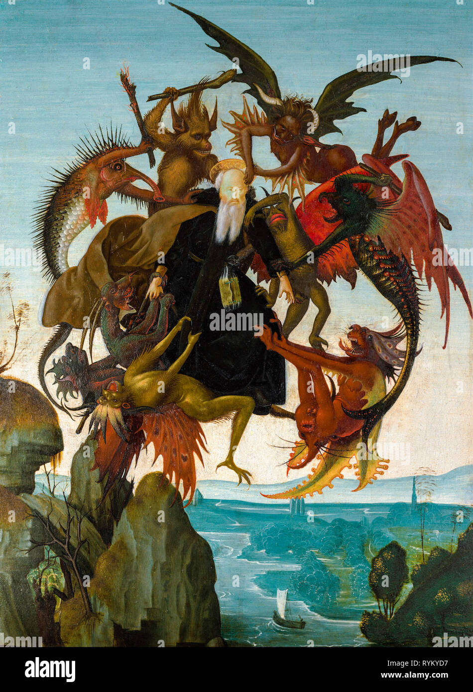 Michelangelo, The Torment of Saint Anthony, Renaissance painting, circa 1487 Stock Photo