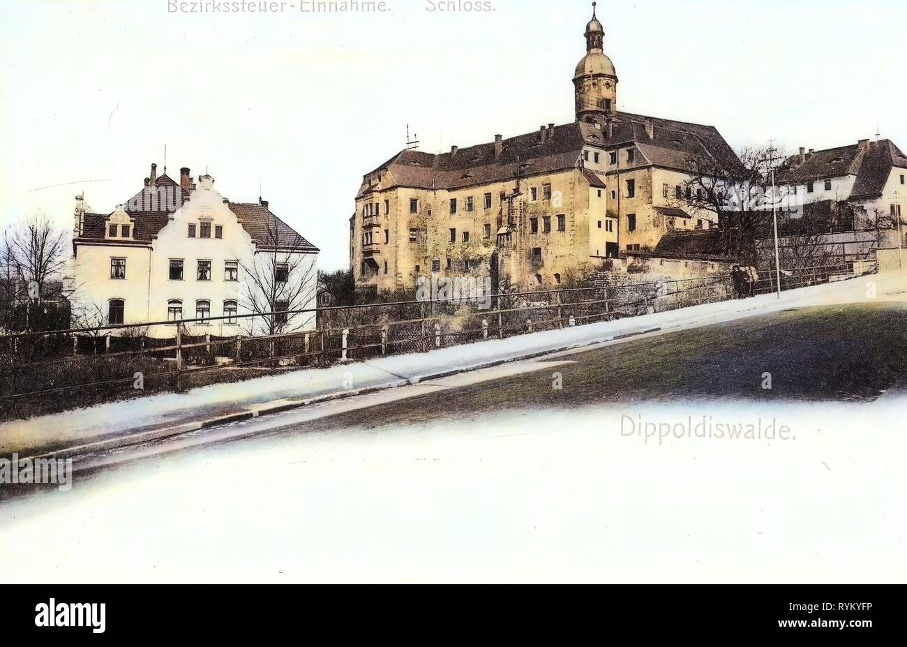 Schloss Dippoldiswalde, Dippoldiswalde, 1902, Landkreis Sächsische Schweiz-Osterzgebirge, Bezirkssteuer, Einnahme, Schloß, Germany Stock Photo
