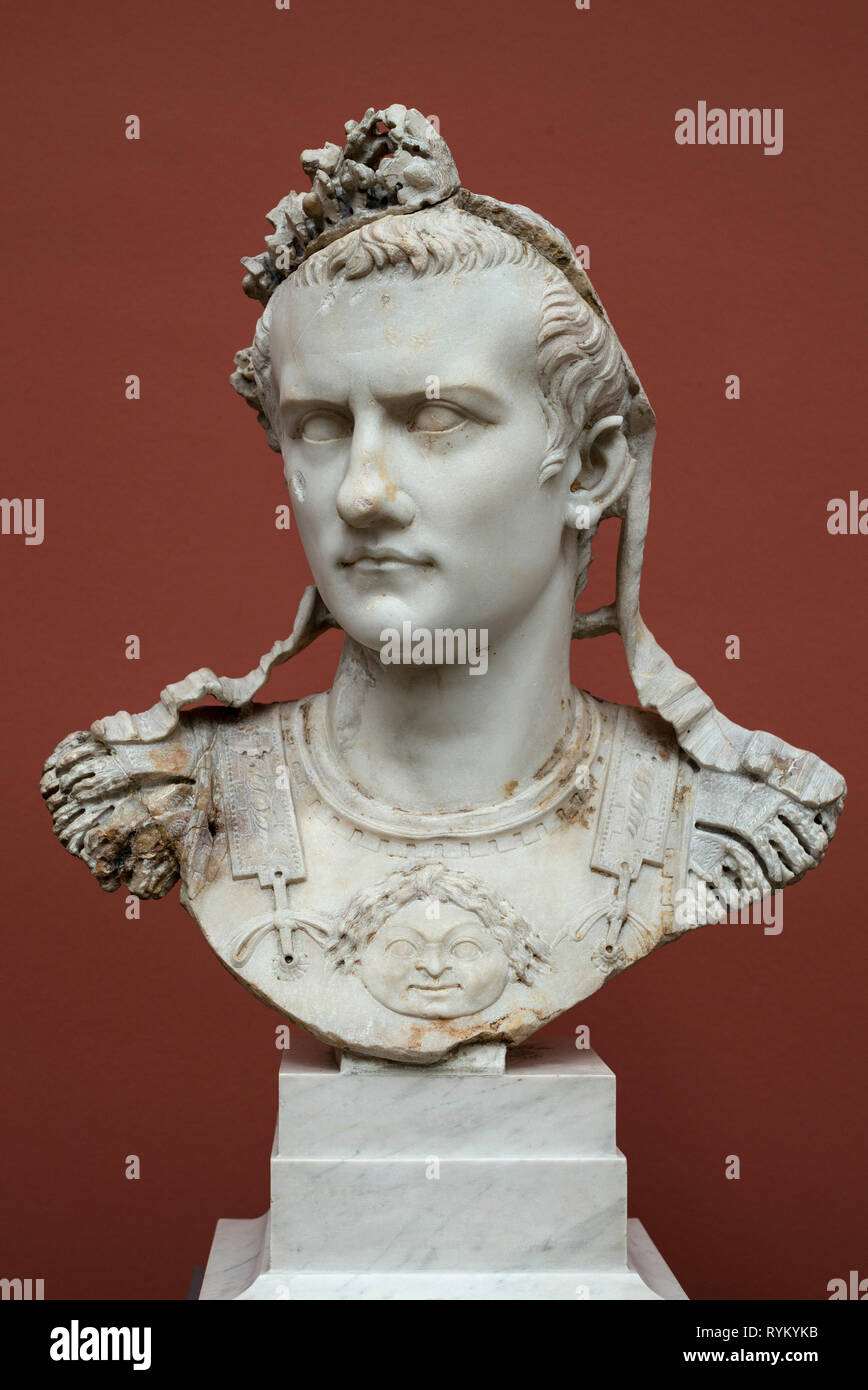 Copenhagen. Denmark. Portrait bust of Roman Emperor Caligula, Ny ...