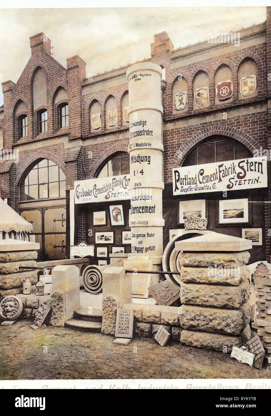 Exhibitions in Berlin, Coats of arms in Germany, Industry in Germany, 1905, Berlin, 1. Ton, Zement, Kalk, Industrie Ausstellung Stock Photo