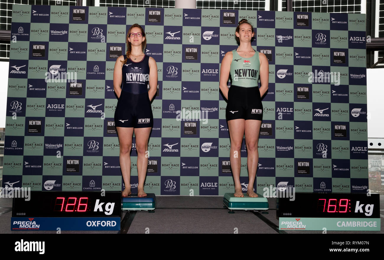 Oxford University Boat Race's Renee Koolschign and Cambridge University Boat Club's Laura Foster