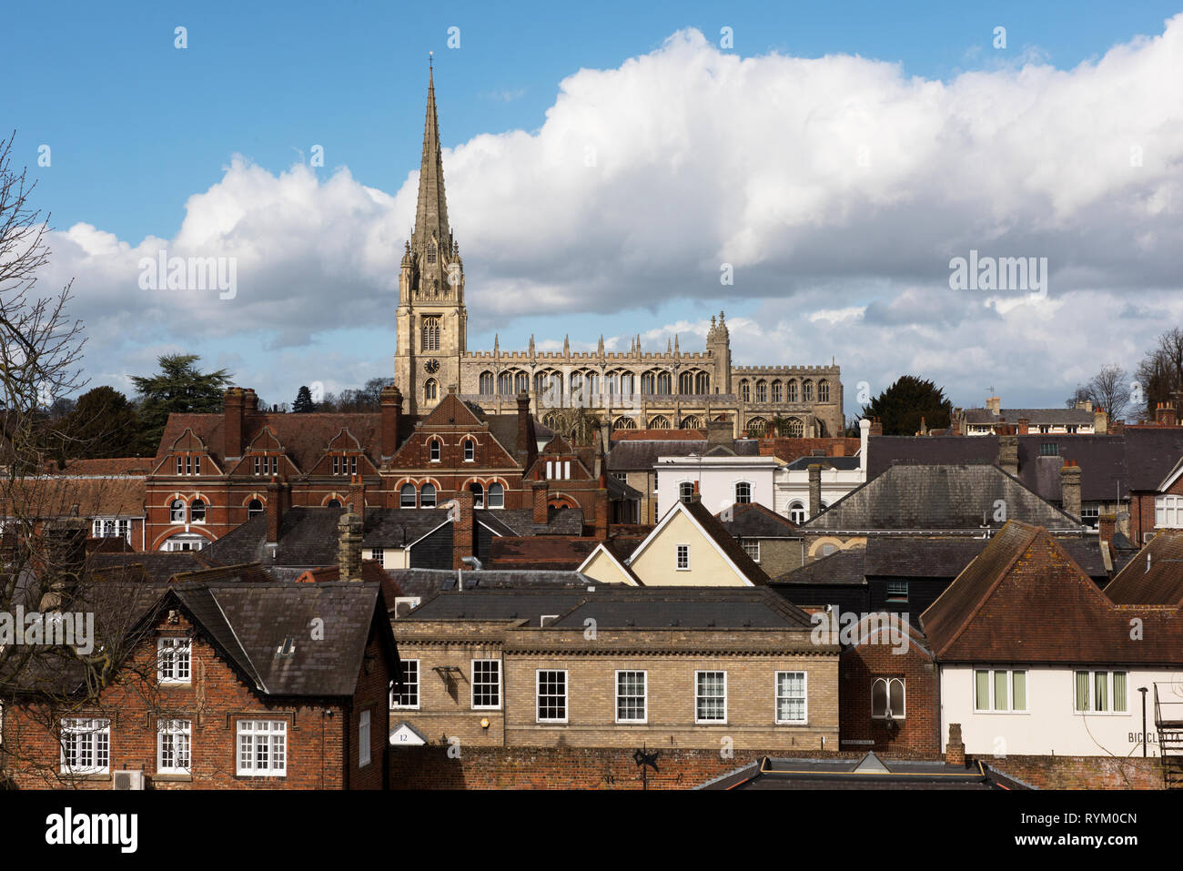 Saffron Walden Essex England UK. March 2019 Saffron Walden Church rises  above the small market town in North West Essex. St Mary the Virgin is the  pa Stock Photo - Alamy