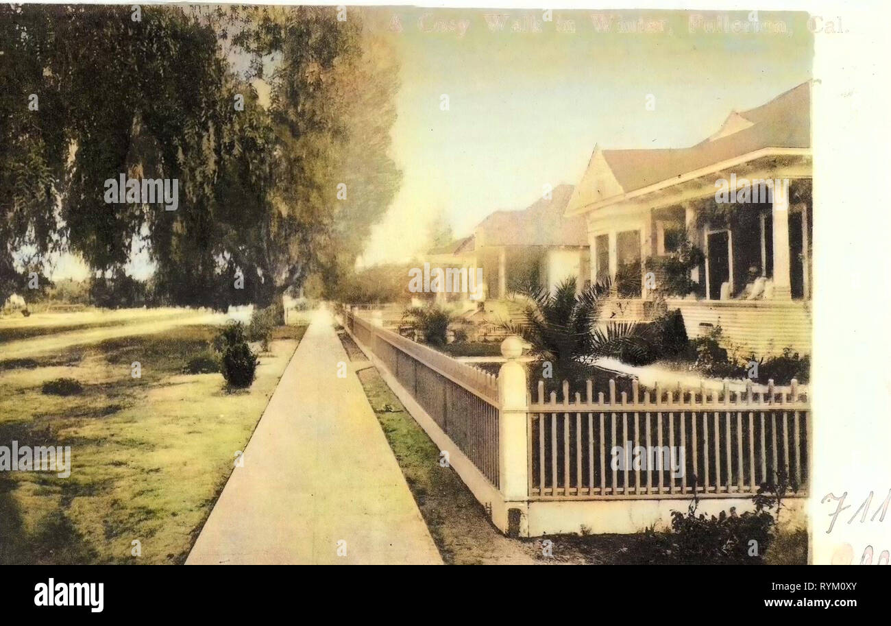 Buildings in Fullerton, California, 1906, Fullerton, A Cosy Walk in Winter', United States of America Stock Photo