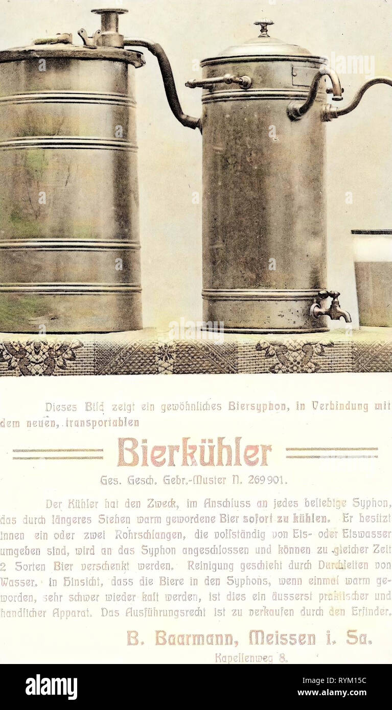 Beer, Texts, 1906, Meißen, Baarmanns Bierkühler, Germany Stock Photo