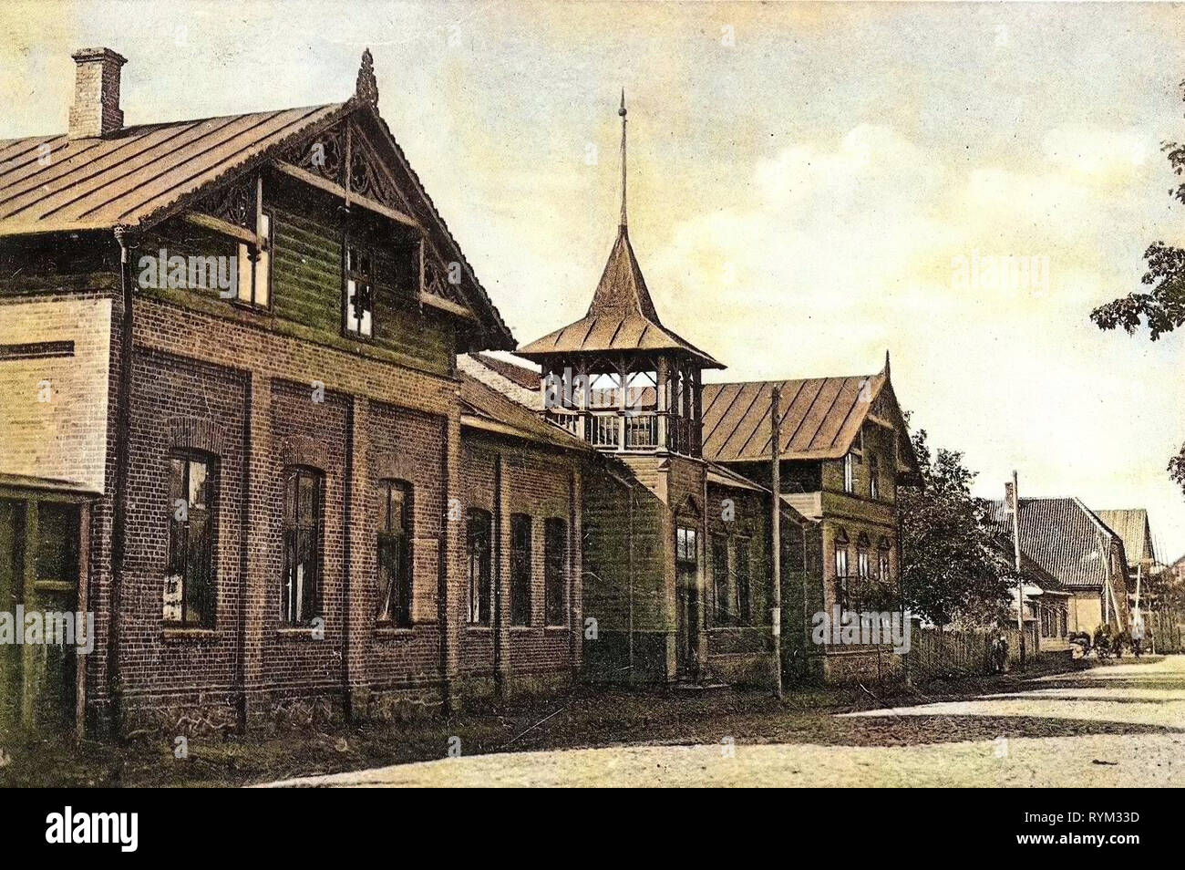 Buildings in Võru, 1906, Võru County, Werro, Estnischer Verein Kannel Stock Photo