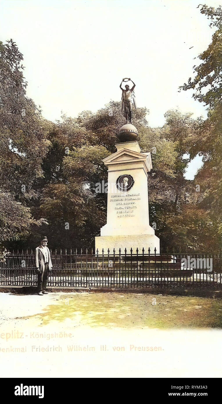 Monuments and memorials to Friedrich Wilhelm III of Prussia, 1906, Ústí nad Labem Region, Teplitz, Königshöhe, Denkmal Friedrich, Wilhelms III. von Preußen, Czech Republic Stock Photo