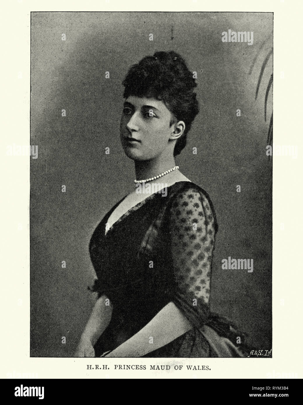 Vintage photograph of Princess Maud of Wales, was Queen of Norway as spouse of King Haakon VII. She was the youngest daughter of the British king Edward VII and Alexandra of Denmark. Stock Photo
