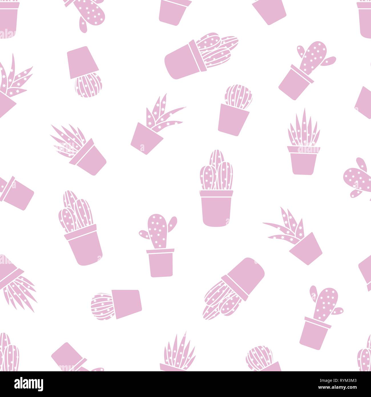 Vector seamless pattern with cactus and succulents. Trendy background ...