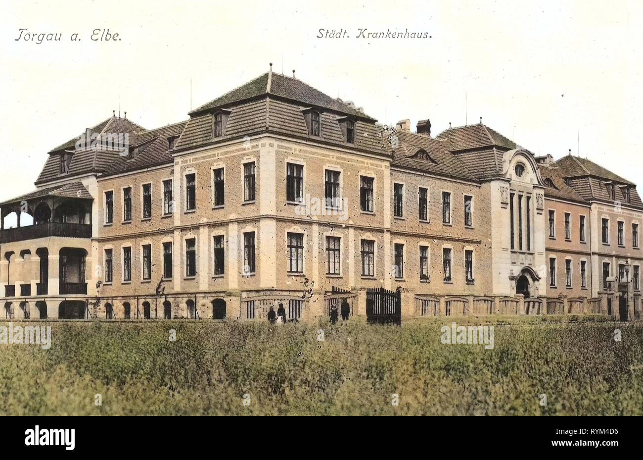 Hospitals in Saxony, Buildings in Torgau, 1908, Landkreis Nordsachsen, Torgau, Städtisches Krankenhaus, Germany Stock Photo