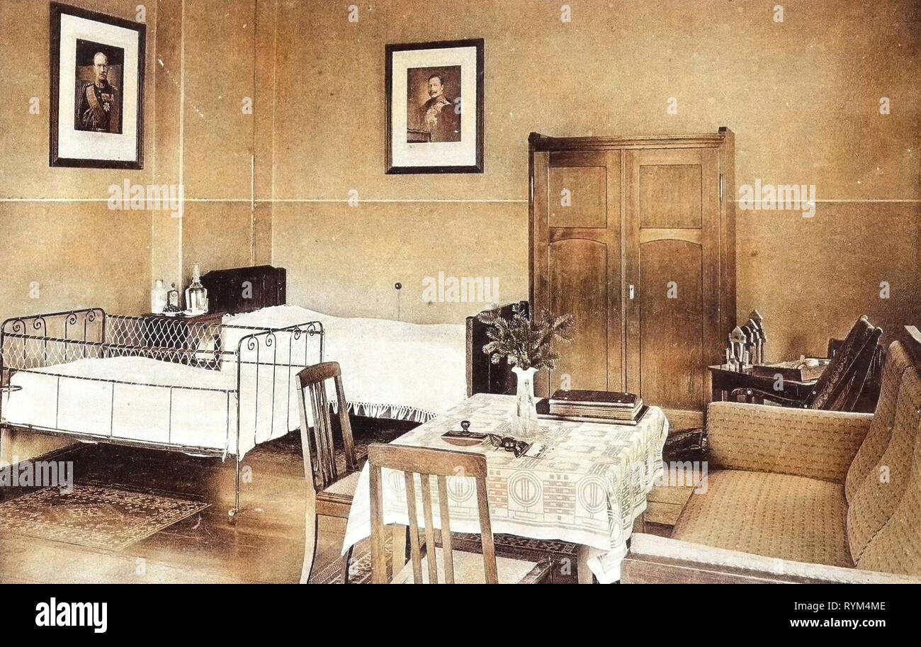 Festung Königstein, Rooms in Germany, Metal beds, Bedrooms in Germany, Paintings in Saxony, 1908, Landkreis Sächsische Schweiz-Osterzgebirge, Königstein, Festung, Genesungsheim Stock Photo