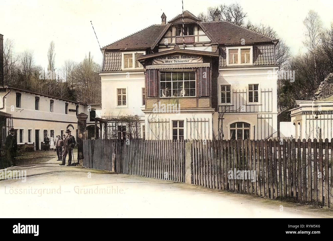 Grundmühle, 1903, Landkreis Meißen, Lößnitzgrund, Germany Stock Photo