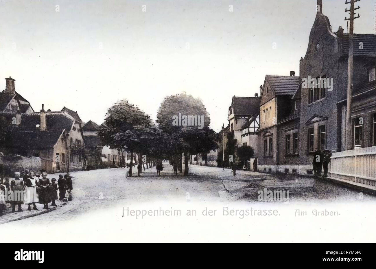 Buildings in Heppenheim (Bergstraße), Graben (Heppenheim, Bergstraße), 1903, Hesse, Heppenheim, Heppenheim an der Bergstraße, Am Graben Stock Photo