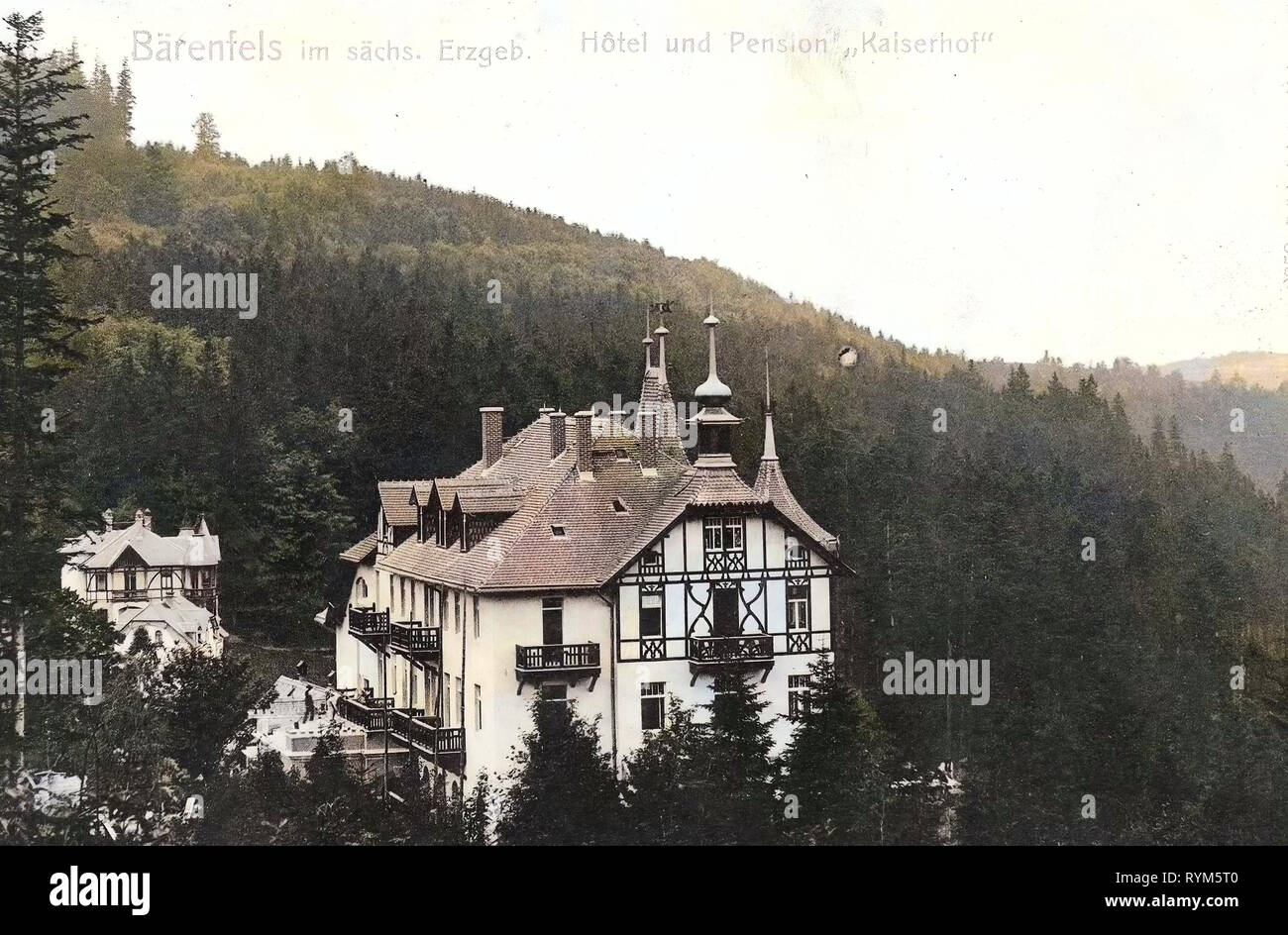 Hotels in Saxony, Bärenfels, 1903, Landkreis Sächsische Schweiz-Osterzgebirge, Hotel Kaiserhof, Germany Stock Photo