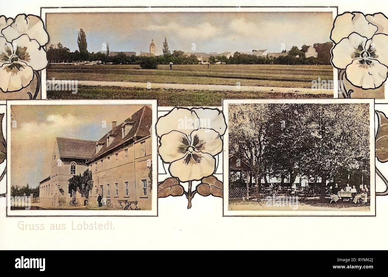 Restaurants in Germany, 1903 postcards, Lobstedt, 1903, Ortsansicht Stock Photo