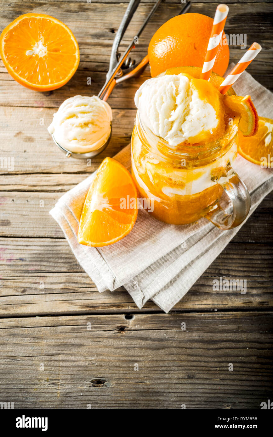 Orange Soda Creamsicle cocktail. Ice Cream and orange smoothie