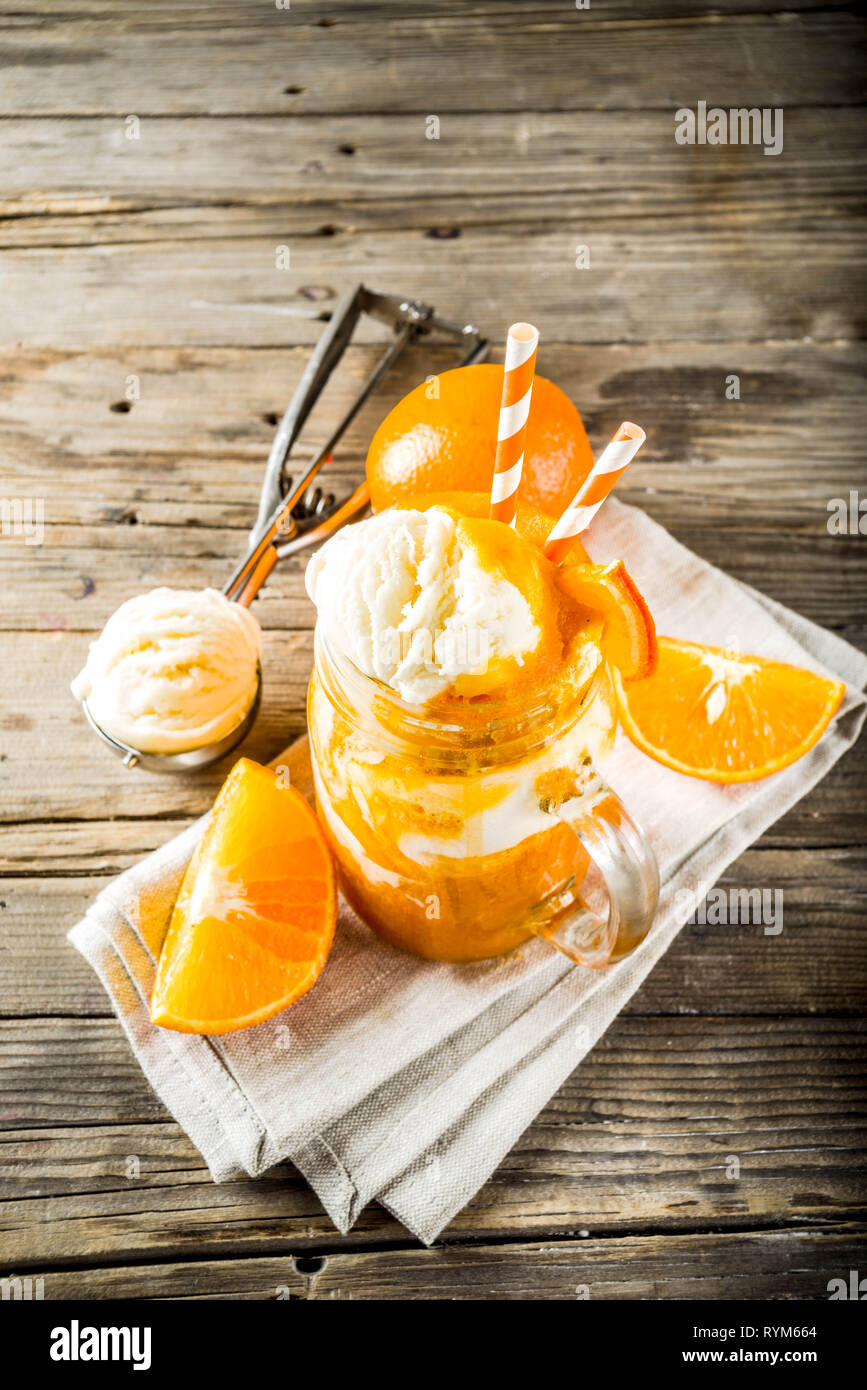 Orange Soda Creamsicle cocktail. Ice Cream and orange smoothie