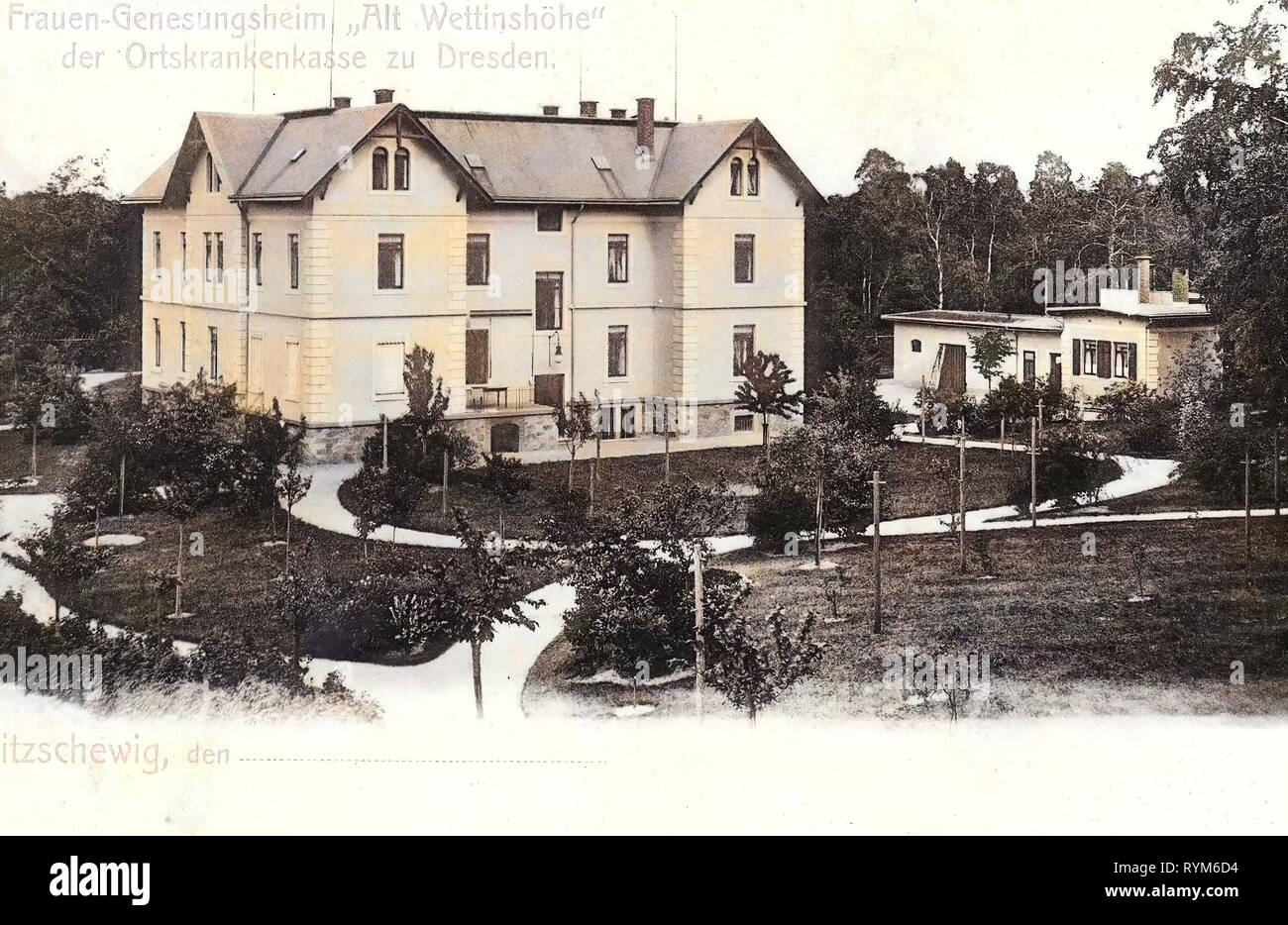 Frauen-Genesungsheim Alt-Wettinhöhe, 1903, Landkreis Meißen, Zitzschewig, Frauengenesungsheim Alt Wettinhöhe, Germany Stock Photo