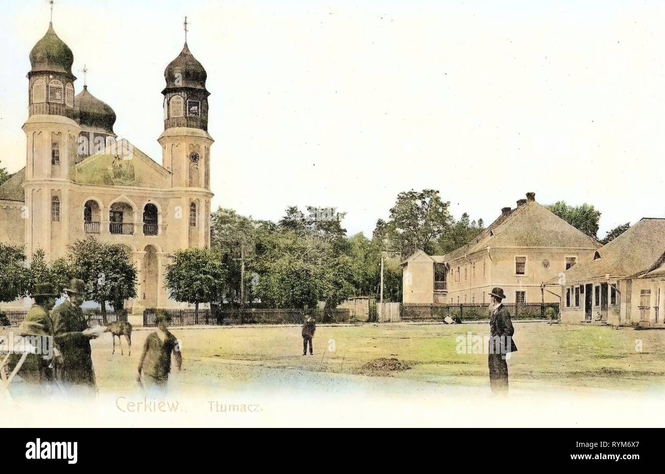 Churches in Tlumach Raion, Tlumach, 1903, Ivano-Frankivsk Oblast, Tlumacz,  Kirche und Mickiewicz, Platz Stock Photo - Alamy