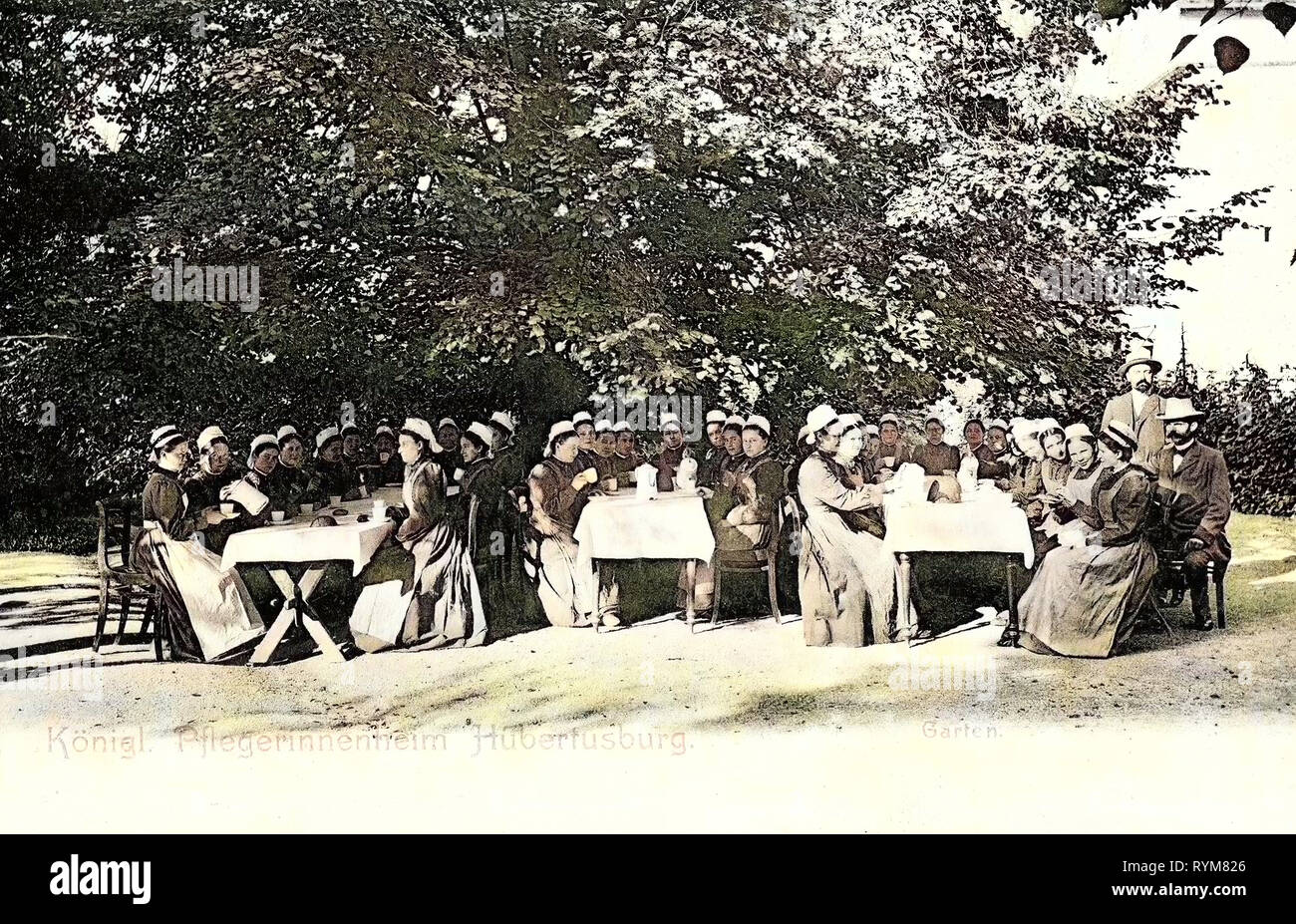 Hubertusburg, 1903, Landkreis Nordsachsen, Pflegerinnenhaus Garten, Germany Stock Photo