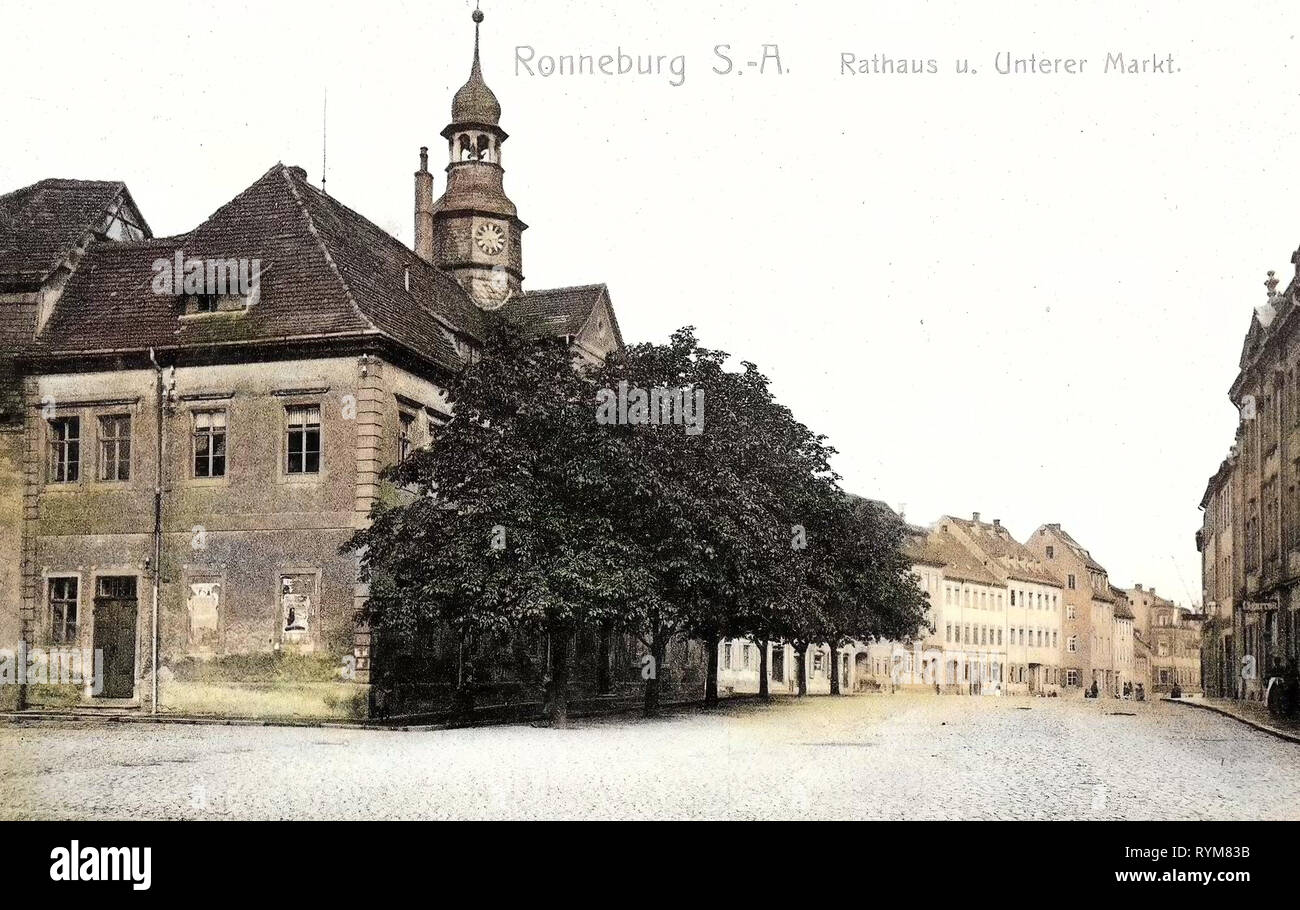 Town halls in Thuringia, Ronneburg (Thüringen), 1903, Thuringia, Ronneburg, Rathaus und unterer Markt Stock Photo