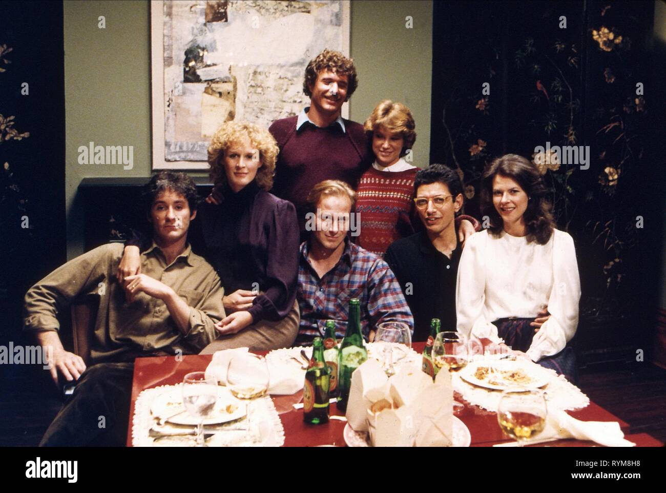 KLINE,CLOSE,BERENGER,HURT,PLACE,GOLDBLUM,WILLIAMS, THE BIG CHILL, 1983 Stock Photo
