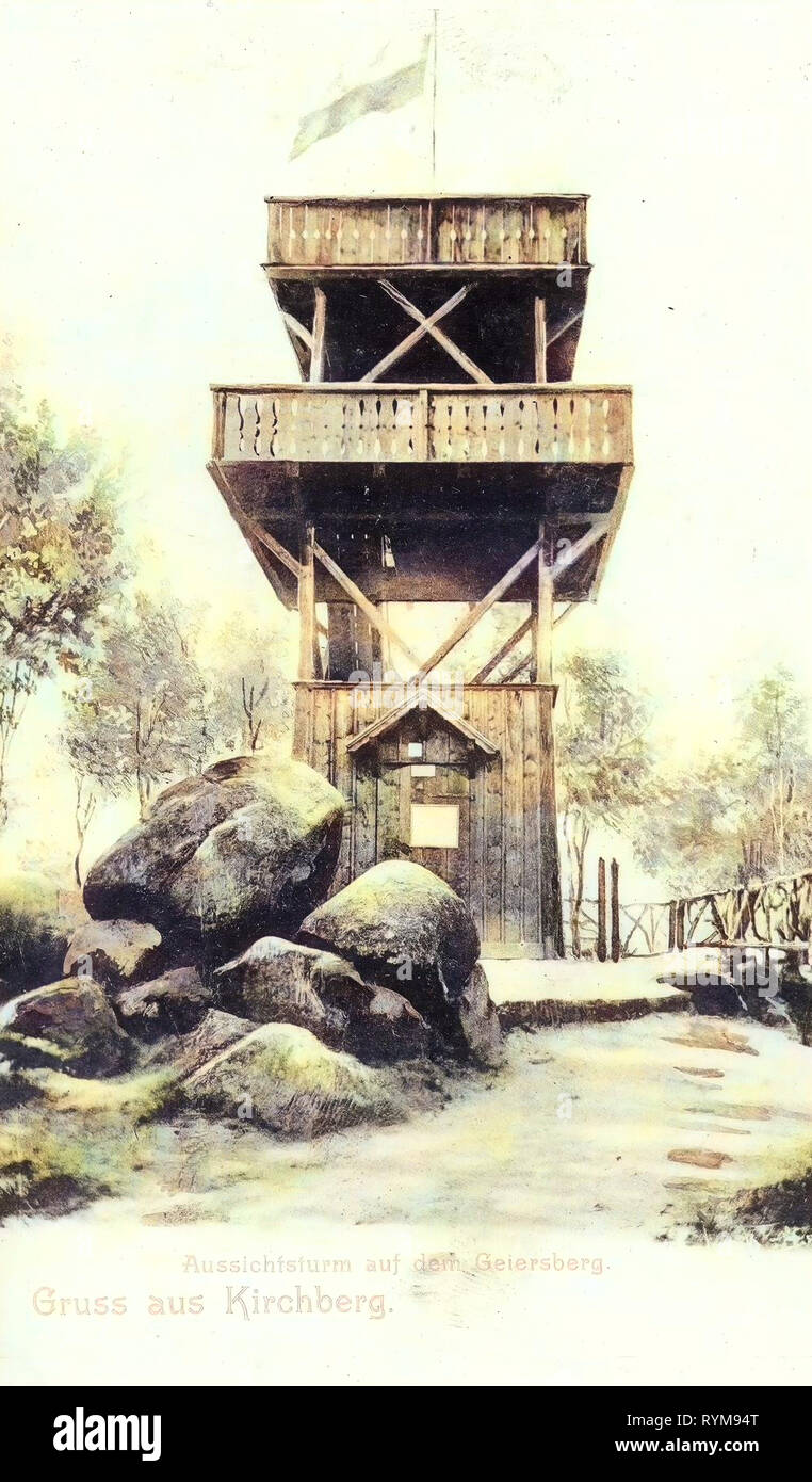 Observation towers in Saxony, Rocks in Saxony, Kirchberg (Saxony), 1903, Landkreis Zwickau, Kirchberg, Aussichtsturm auf dem Geiersberg, Germany Stock Photo