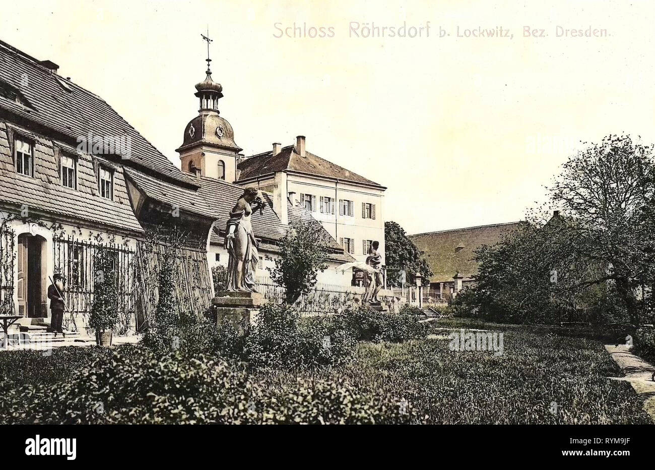 Castles in Landkreis Meißen, Röhrsdorf (Klipphausen), 1905, Landkreis Meißen, Röhrsdorf, Schloß und Schloßgarten, Germany Stock Photo