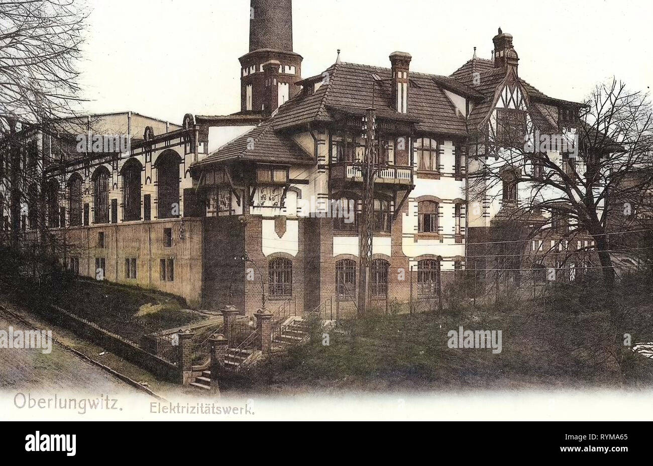 Industry in Saxony, Buildings in Oberlungwitz, 1905, Landkreis Zwickau, Oberlungwitz, Elektrizitätswerk, Germany Stock Photo