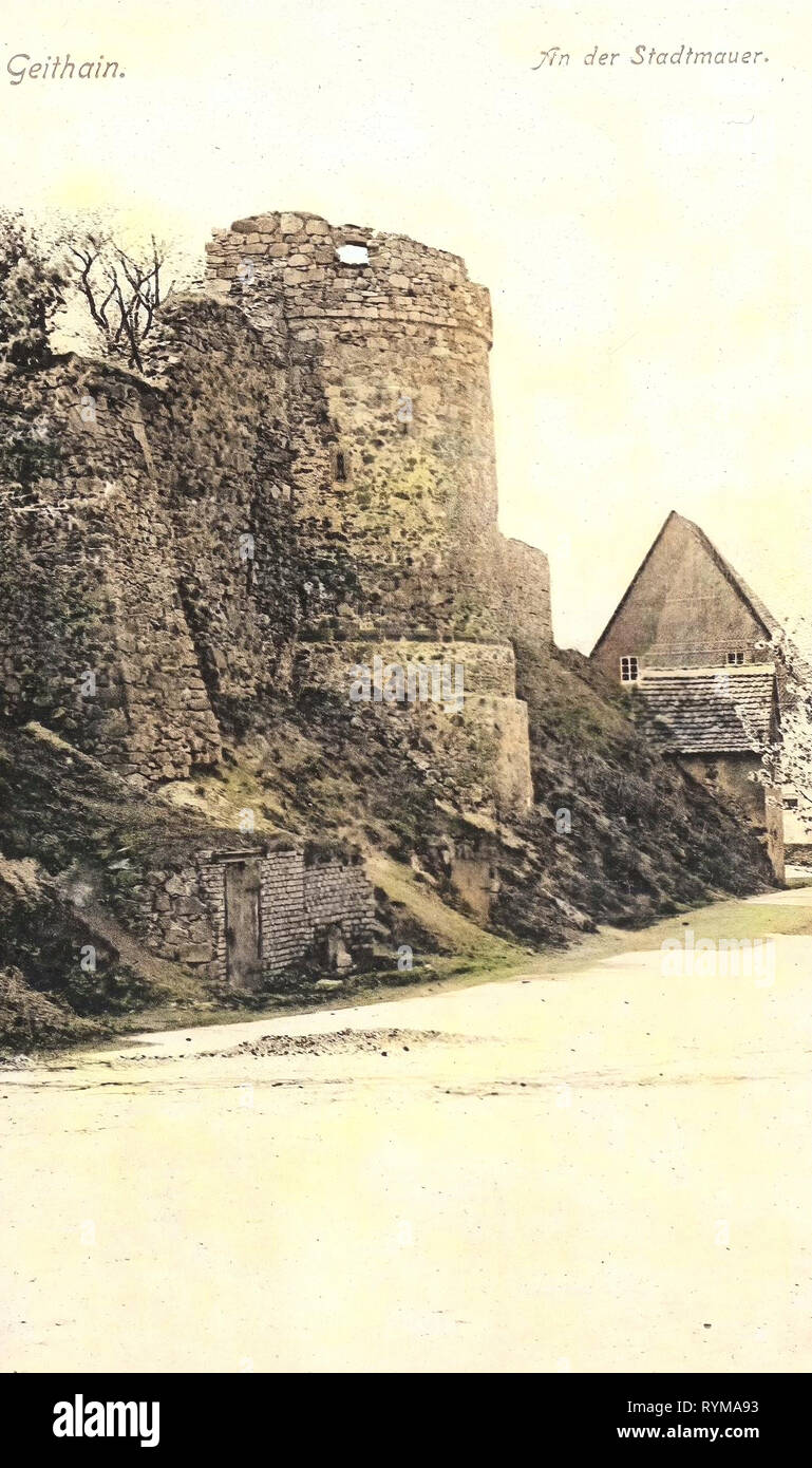 Town walls of Geithain, 1905, Landkreis Leipzig, Geithain, An der Stadtmauer, Germany Stock Photo