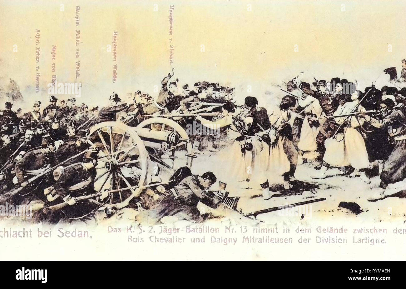 Battle of Sedan, 2. Königlich Sächsisches Jäger-Bataillon Nr. 13, 1905, France, Daigny, Sedan, Schlacht bei Sedan, Das 2. Königlich Sächsische Jäger, Bataillon im Gelände Stock Photo