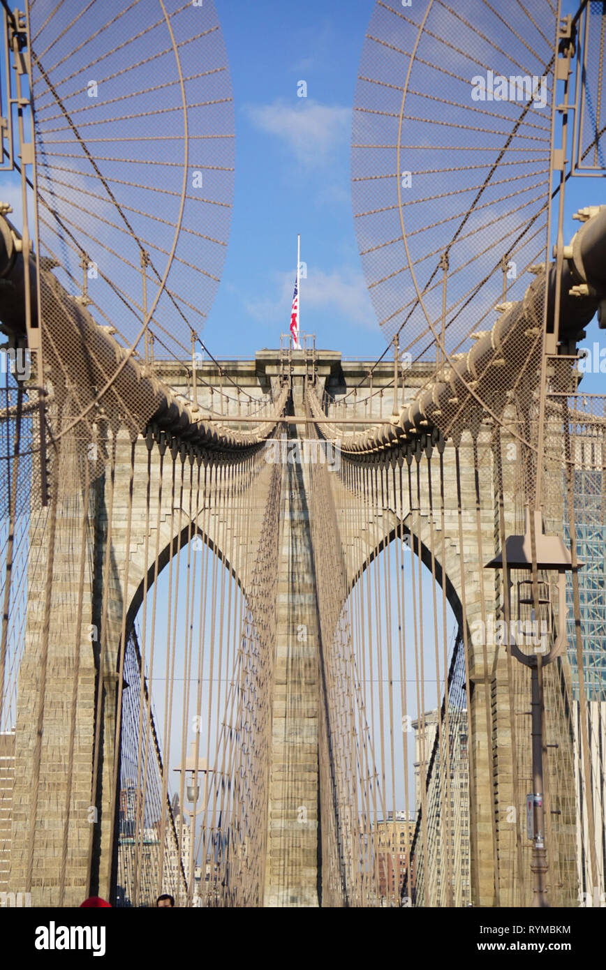 The Brooklyn Bridge in New York City, NY USA Stock Photo
