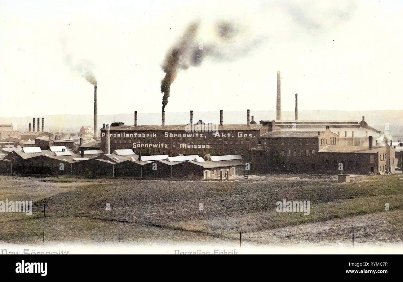 Industry in Saxony, Sörnewitz (Coswig), 1906, Landkreis Meißen, Neu, Sörnewitz, Porzellan, Fabrik, Germany Stock Photo