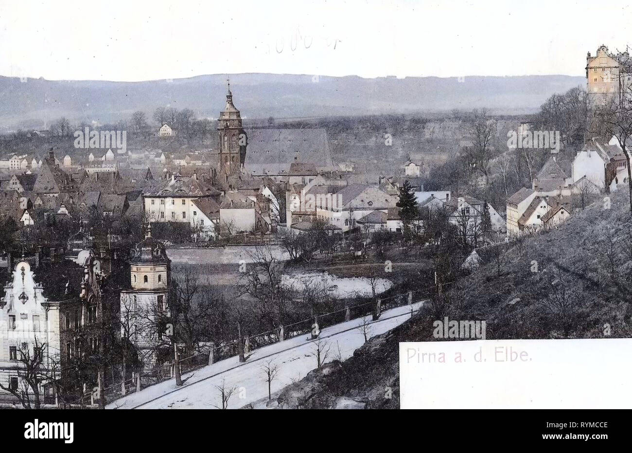 Schloss Sonnenstein, 1906, Sächsische Schweiz-Osterzgebirge, Pirna Stock Photo