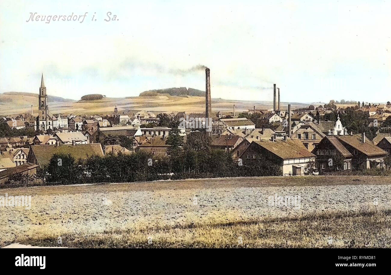 Churches in Ebersbach-Neugersdorf, Buildings in Ebersbach-Neugersdorf, 1906, Landkreis Görlitz, Neugersdorf, Germany Stock Photo