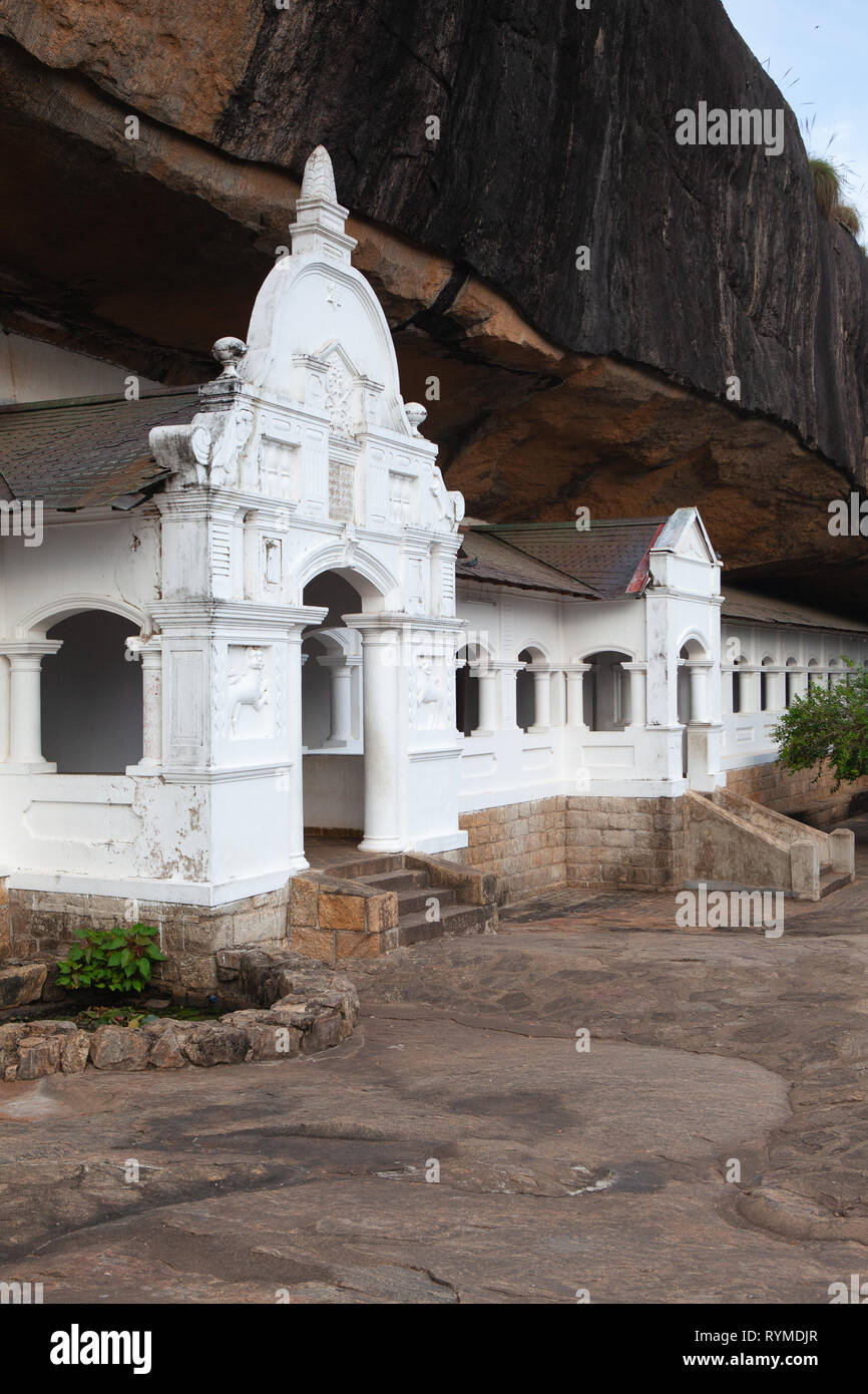 Dambulla cave temple also known as the Golden Temple of Dambulla. Dambulla is the largest and best-preserved cave temple complex in Sri Lanka. Stock Photo