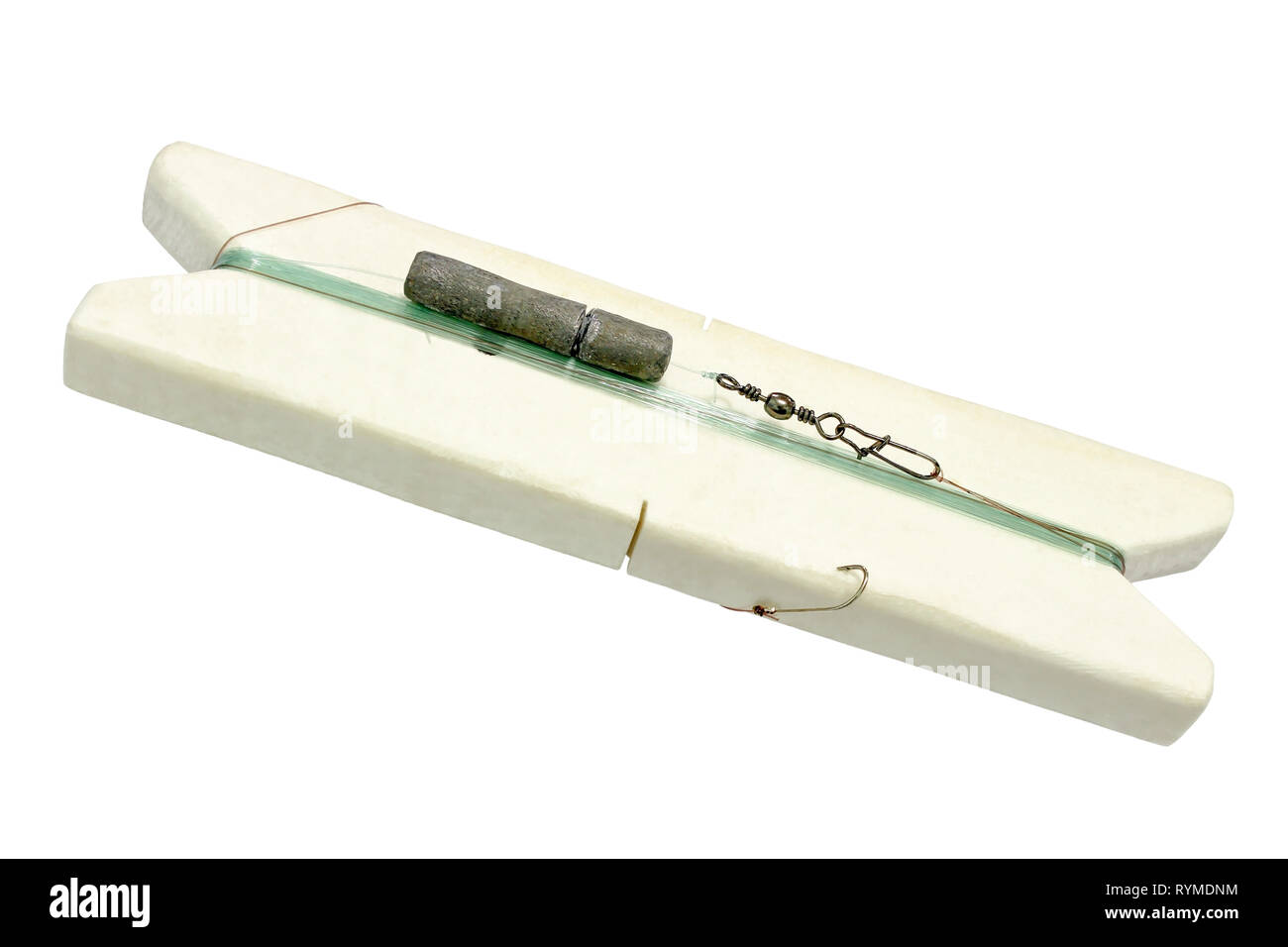 Fishing tackle for bottom fishing, wound around the coil foam, isolated