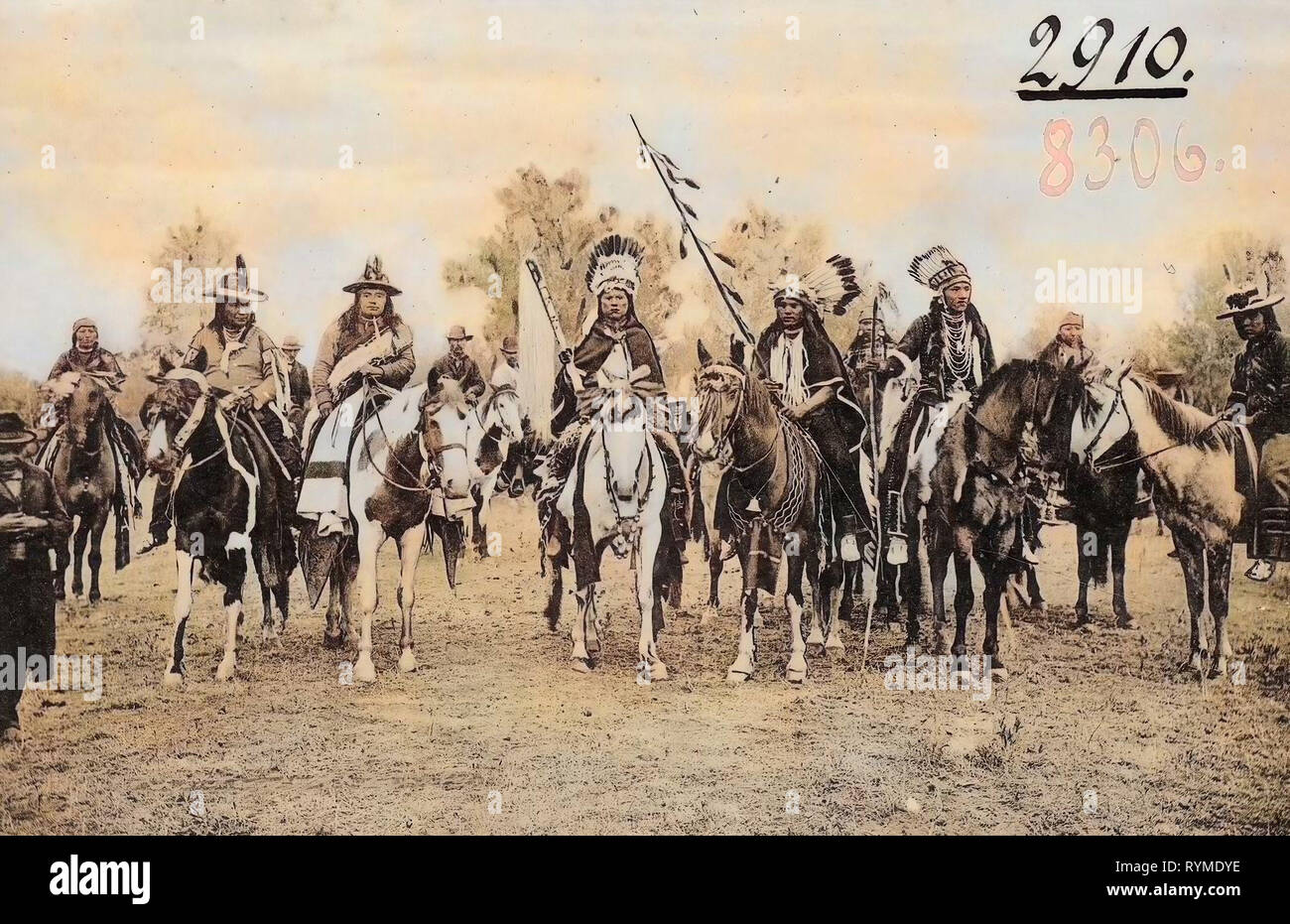Native Americans of Oregon, Tracht, Horses of Oregon, Pendleton, Oregon, 1906, Ore., Indians Ready for the War Path', United States of America Stock Photo