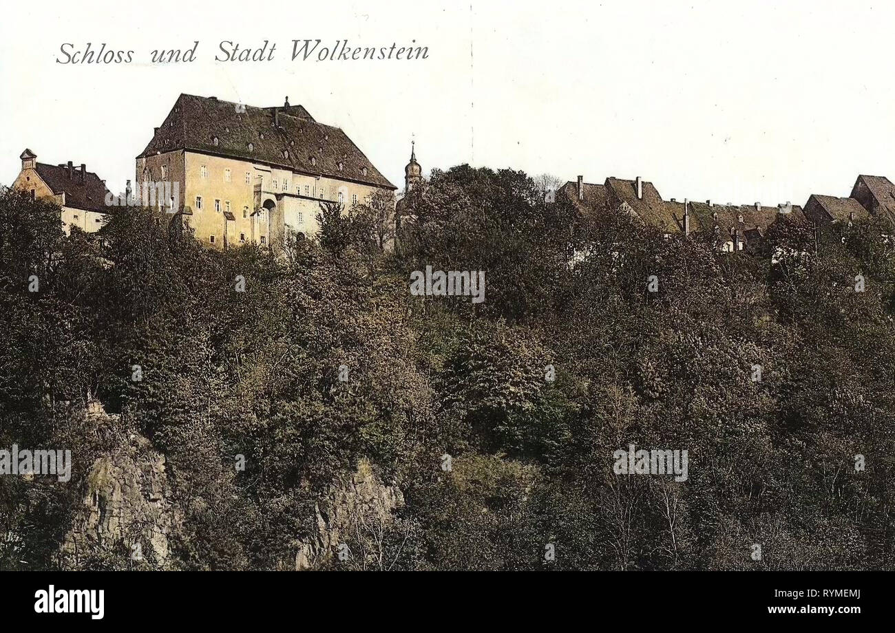Schloss Wolkenstein (Erzgebirge), 1907, Erzgebirgskreis, Wolkenstein, Schloß und Stadt, Germany Stock Photo