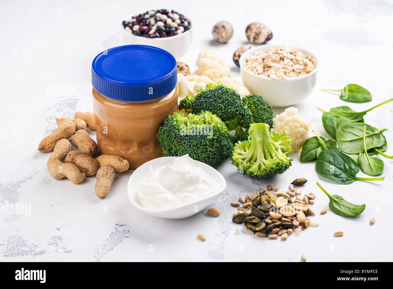Various meatless protein food Stock Photo Alamy