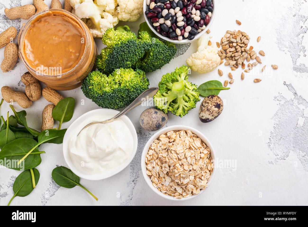 Various meatless protein food Stock Photo Alamy