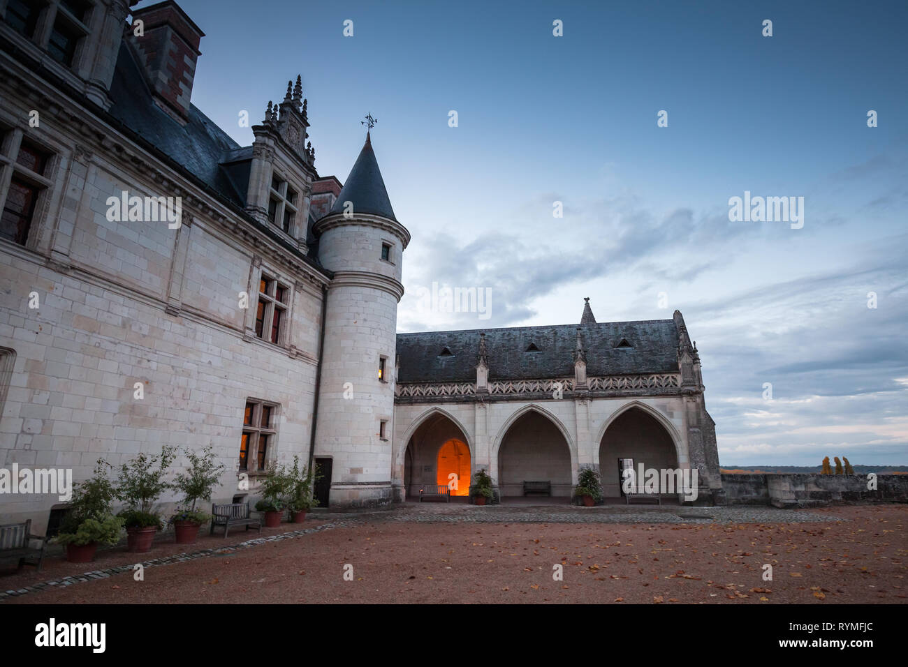 Amboise, France - November 6, 2016: Amboise castle at night, Indre-et ...