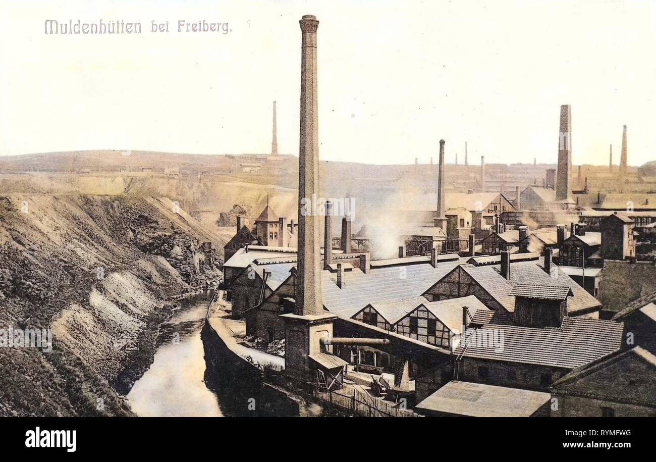 Muldenhütten, 1907, Landkreis Mittelsachsen, Fabriken, Germany Stock Photo