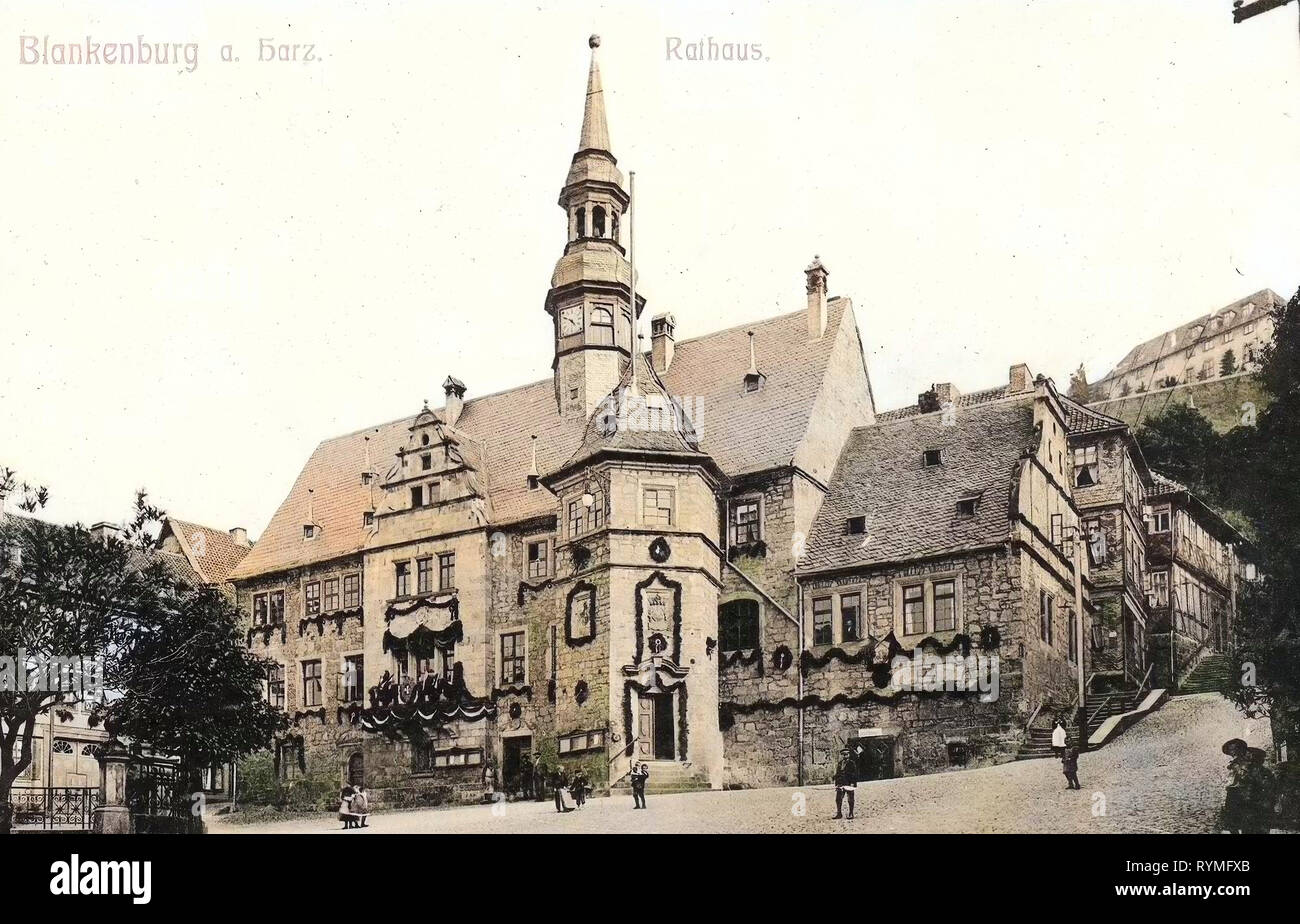 Town halls in Landkreis Harz, Blankenburg (Harz), 1907, Saxony-Anhalt, Blankenburg, Rathaus, Germany Stock Photo