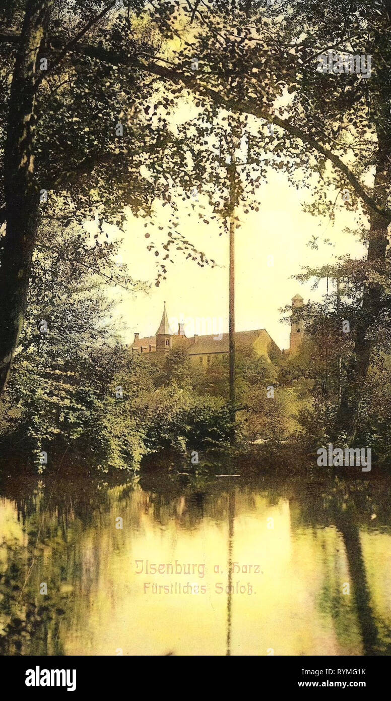Ponds in Landkreis Harz, Schloss Ilsenburg, 1907, Saxony-Anhalt, Ilsenburg, Fürstliches Schloß, Germany Stock Photo