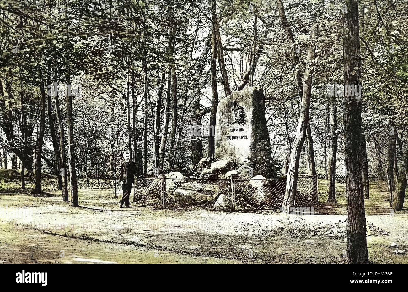 Monuments and memorials to Friedrich Ludwig Jahn, Gehege (Nordhausen), 1907, Thuringia, Nordhausen, Vater Jahn Gedenkstein Stock Photo
