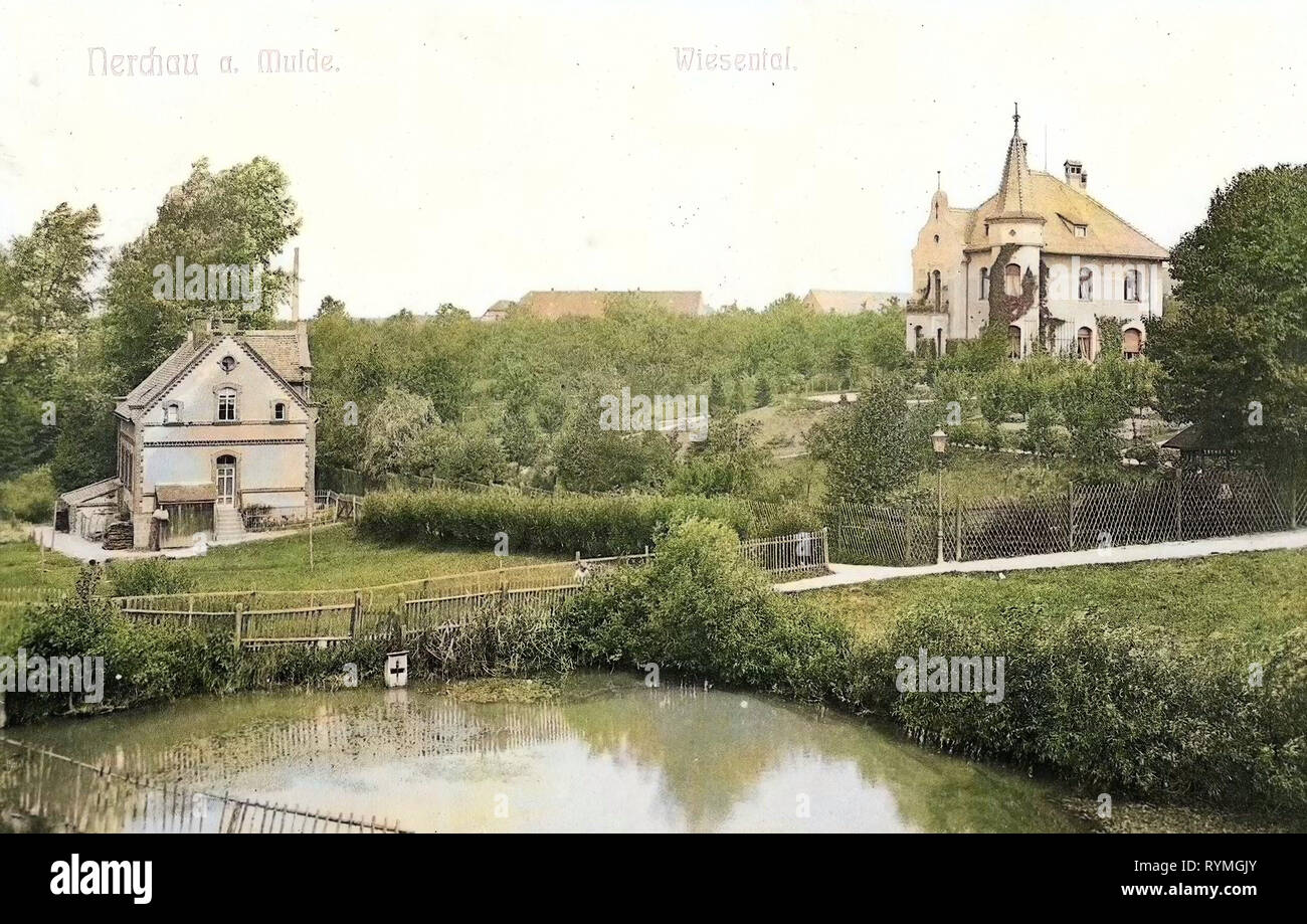 Ponds in Landkreis Leipzig, Buildings in Grimma, 1908, Landkreis Leipzig, Nerchau, Wiesenthal, Germany Stock Photo